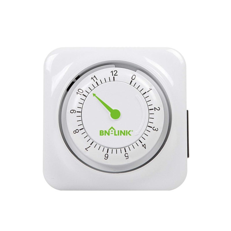 BN-LINK 12 Hour Indoor Mechanical Accurate Countdown Timer, 3-Prong Grounded Outlet, 15 Minute Increments, Energy Saving for Kitchen, Phone Charger, Lamps, Holiday Decoration 1875W, 1/2 HP, ETL Listed - Image 1